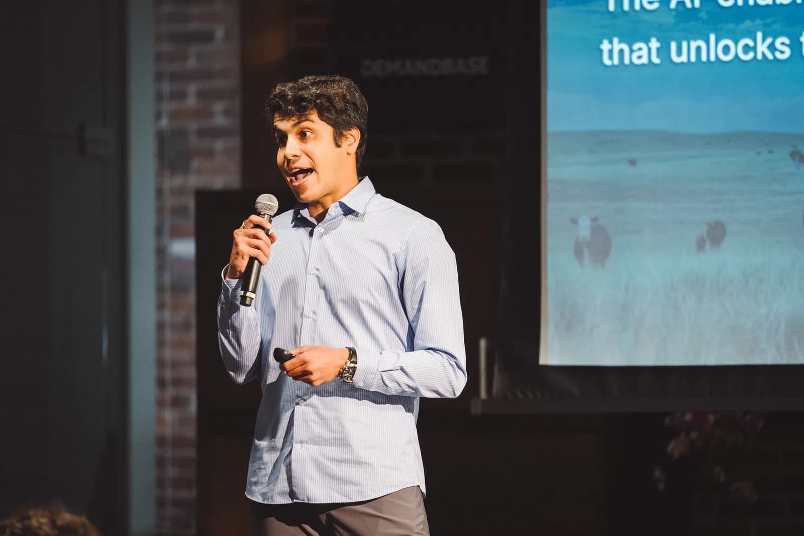 A Launchpad founder pitching on stage