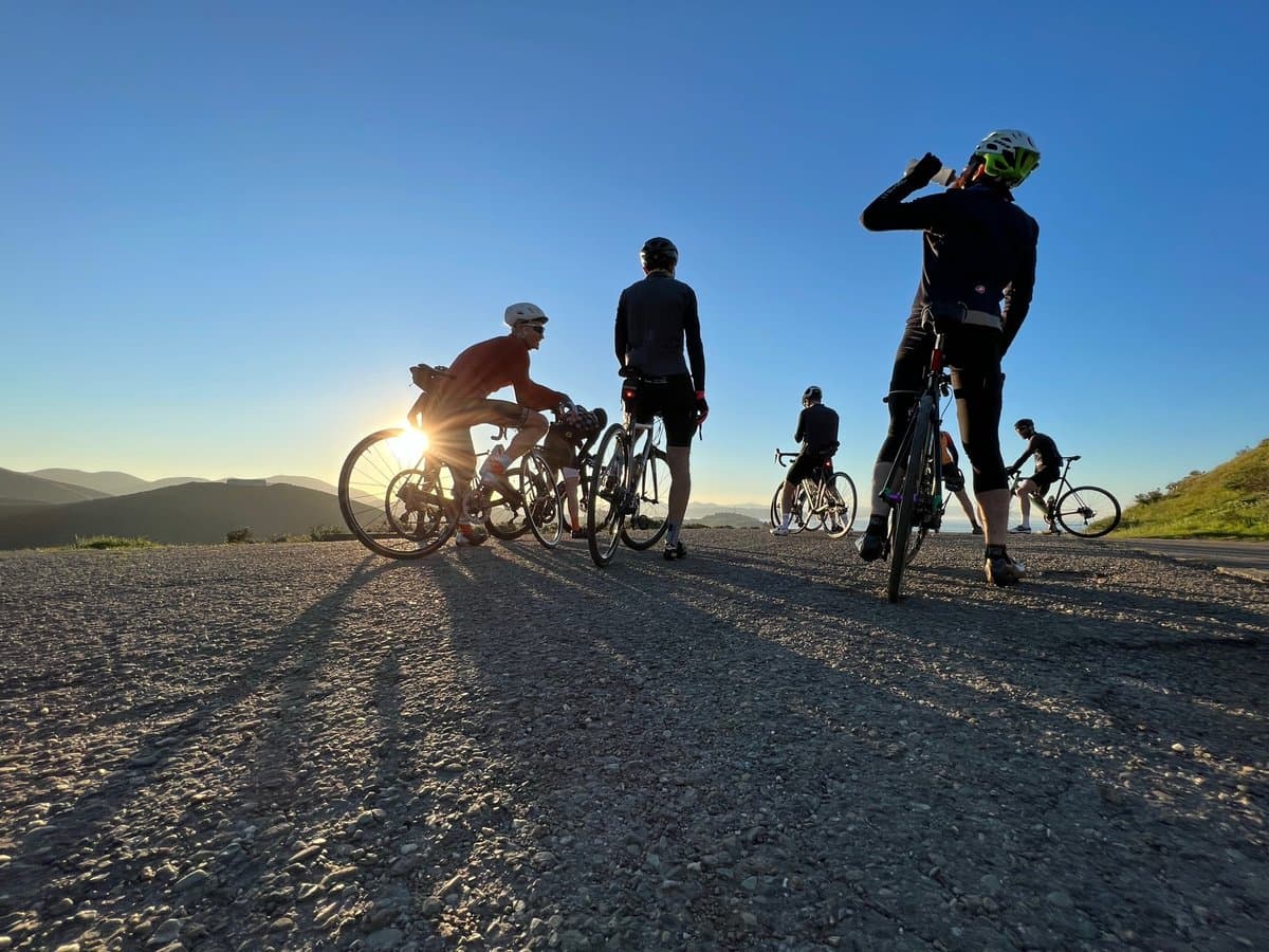 Group of riders gathered before the weekly ride